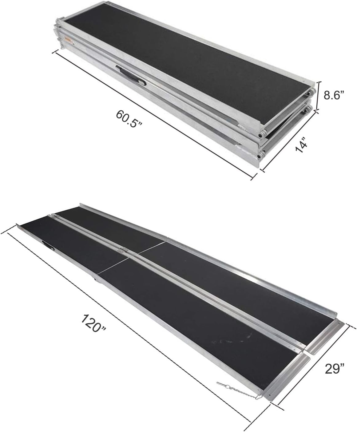 Autoforever 10 ft Multifold Wheelchair Threshold Ramp Portable Suitcase Scooter Mobility Ramp Aluminum 120" L x 29" W