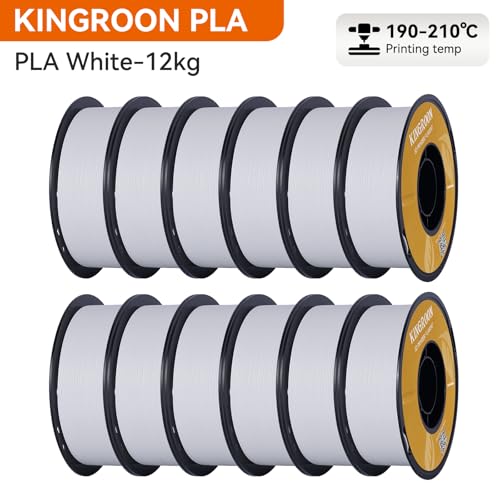 Kingroon PLA 3D Printer Filament, 12Rolls, Dimensional Accuracy +/- 0.03 mm, 12kg Spool(26.4lbs)