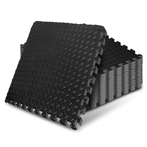 Yes4All 24SQFT-120SQFT Puzzle Exercise Mat for Home Gym, EVA Interlocking Foam Floor Tiles with Border for Workout Equipment