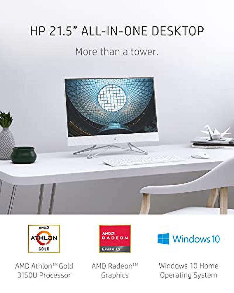 HP 22 All-in-One PC, AMD Athlon Gold 3150U Processor, 4 GB RAM, 256 GB SSD, Full HD IPS 21.5-inch Anti-glare Display, Windows 10 Home