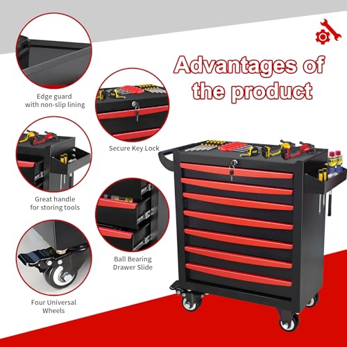 Rolling Tool Chest, Metal Tool Box with 5 Drawers