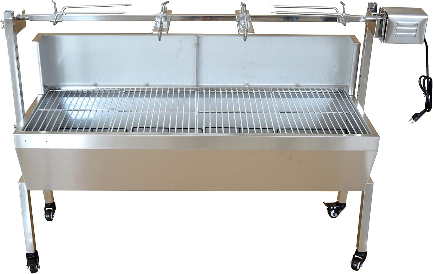 Rotisserie Grill Roaster 46 Inch Pig Grill Roaster Stainless Steel BBQ Charcoal Spit Electric Rotating Grill Lamb Spit Roaster 66lbs Capacity with