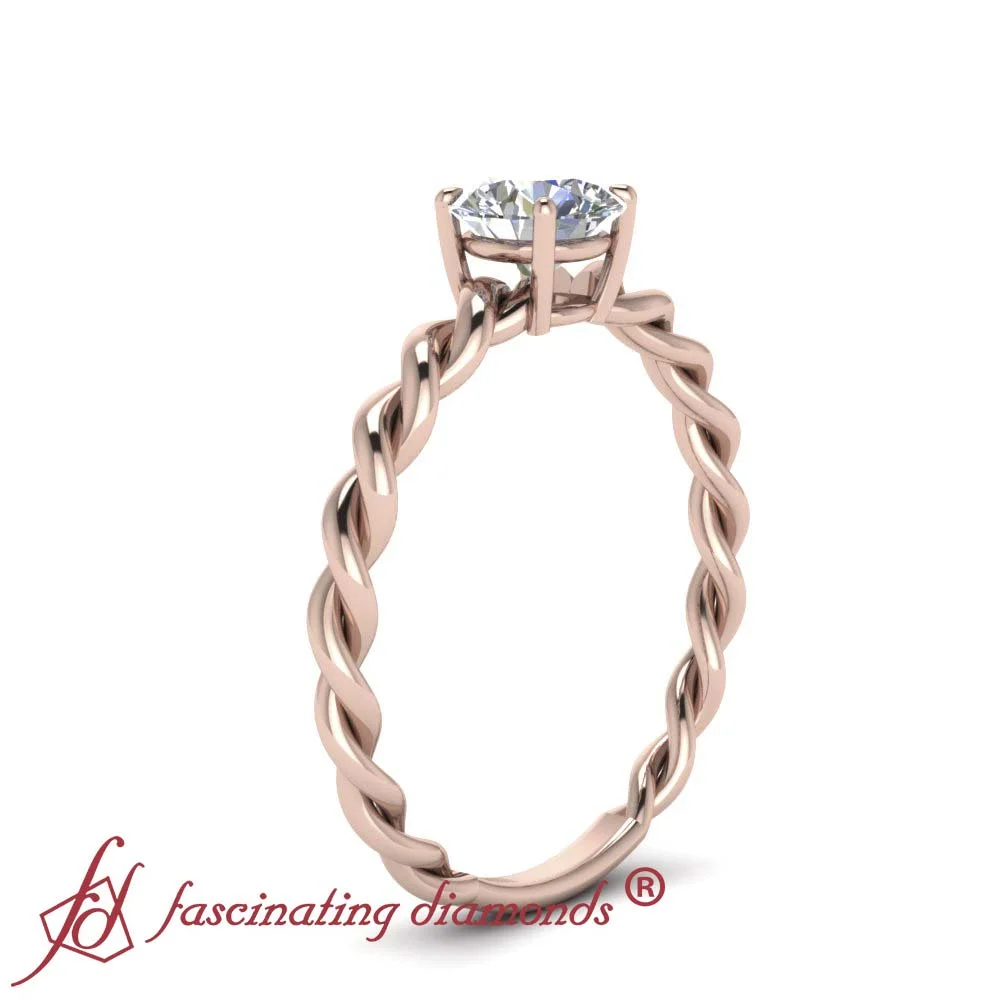 .35 Ct Round Cut SI2-H Color Diamond Solitaire Twisted Engagement Ring 14K