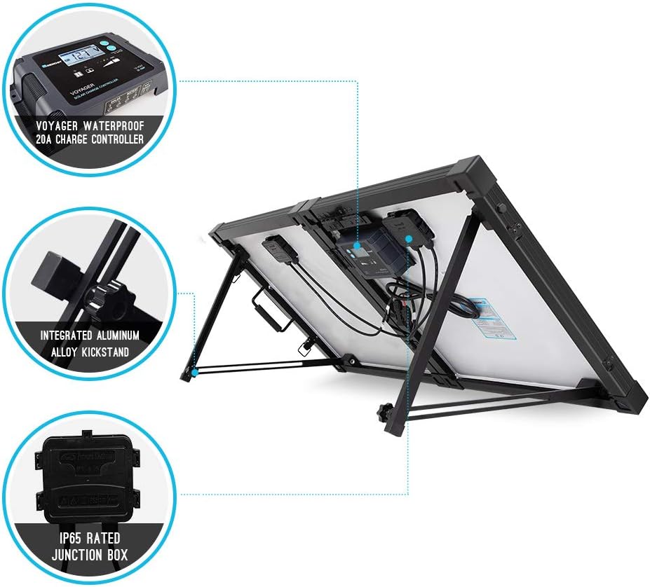 Renogy 200 Watt Off Grid Portable Foldable Solar Panel Suitcase Built-in Kickstand with Waterproof 20A Charger Controller, 200W-Waterproof
