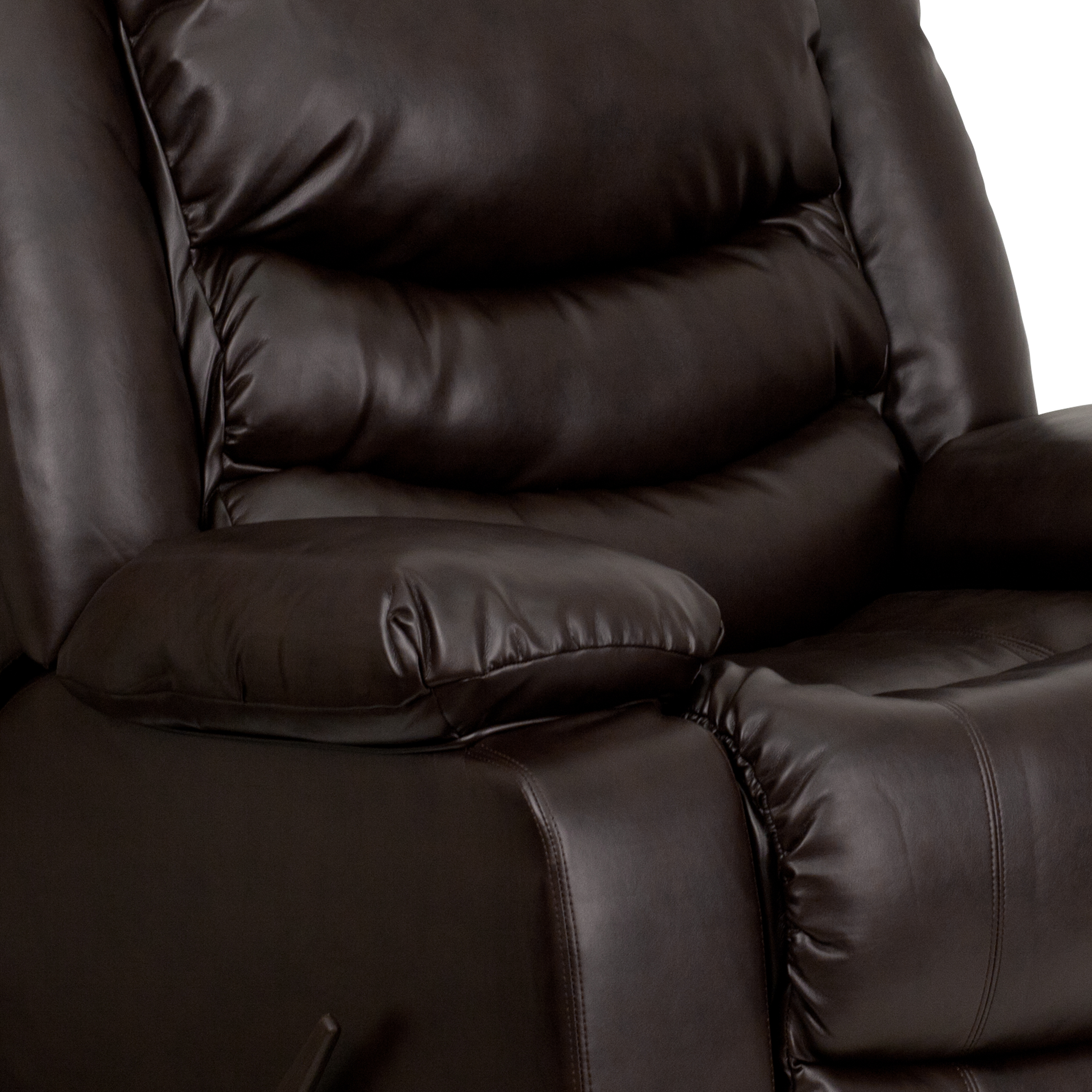 Flash Furniture Kyle Plush Brown LeatherSoft Lever Rocker Recliner with Padded Arms