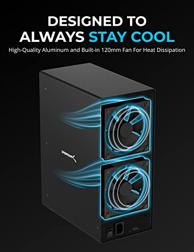 SABRENT USB 3.2 5-Bay 3.5” SATA Hard Drive Docking Station, Trayless Design, USB-C 10Gbps, Independent Power Switches, Locking Bays, Aluminum Cooling
