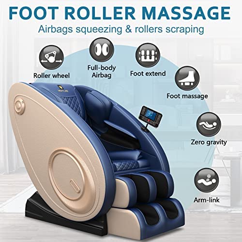 Massage Chair Blue-Tooth Connection and Speaker, Recliner with Zero Gravity with Full Body Air Pressure, Easy to Use at Home and in The Office