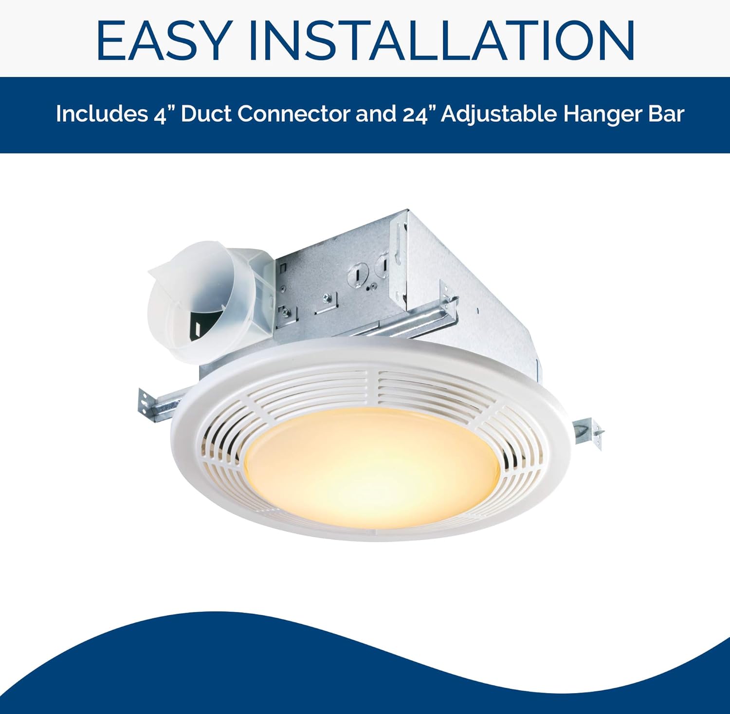 Broan-Nutone 8664RP Exhaust Fan and 100-Watt Incandescent Light with Glass Lens, Bathroom Ceiling Ventilation Fan, 100-Watts, 100 CFM