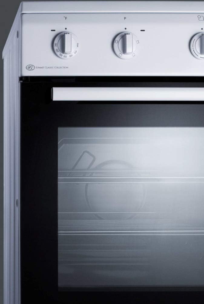 Summit CLRE24WH 24"" Electric Slide-in Range with Smooth Ceramic Glass Top Storage Drawer Waist-High Broiler 4 Cooking Zones and Interior Light in