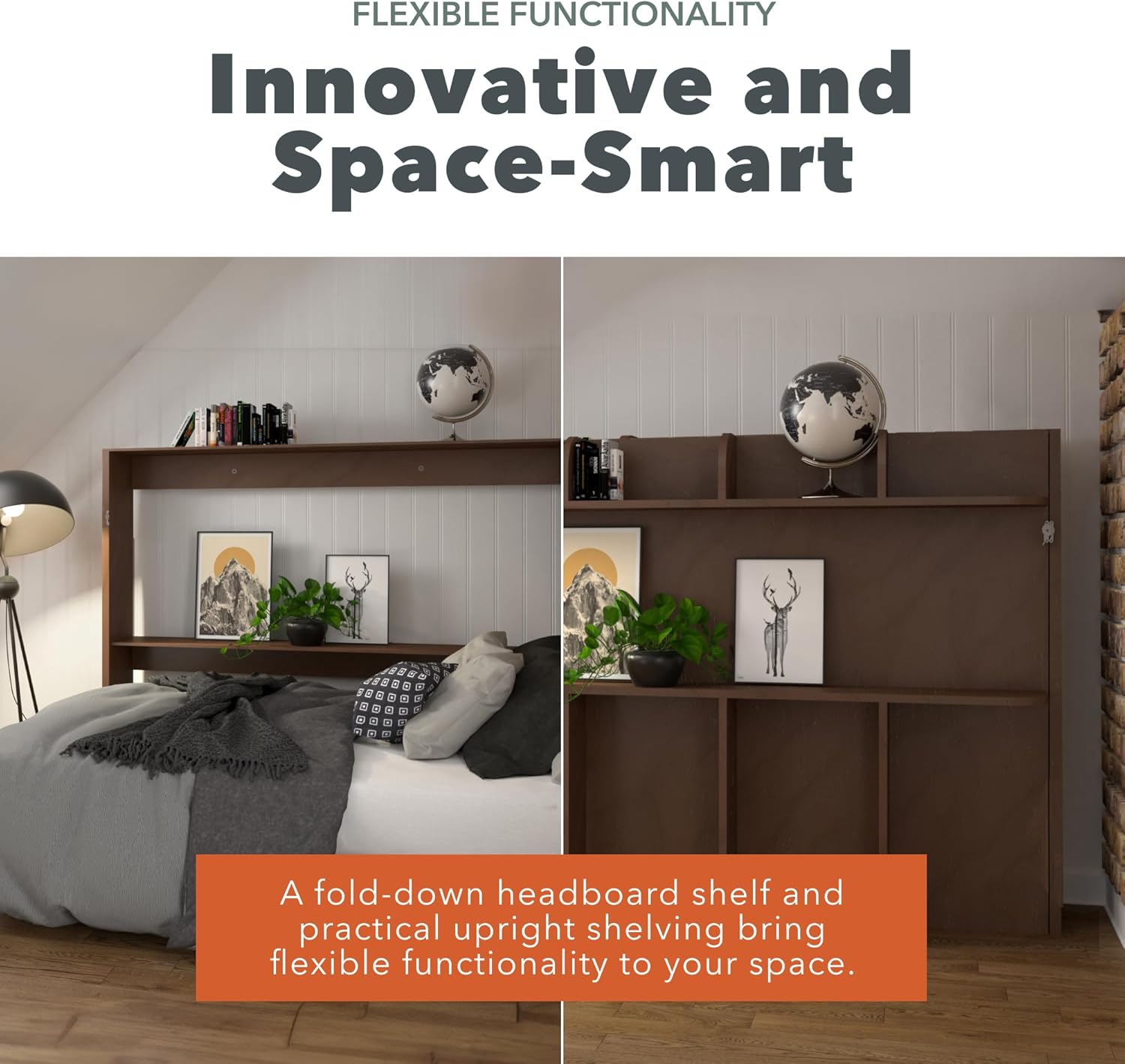 Lori Beds Twin Size Murphy Bed, Vertical Hideaway Wall Bed, Manual Fold, Space Saving Furniture, Folding into Shelves for Multipurpose Guest Room