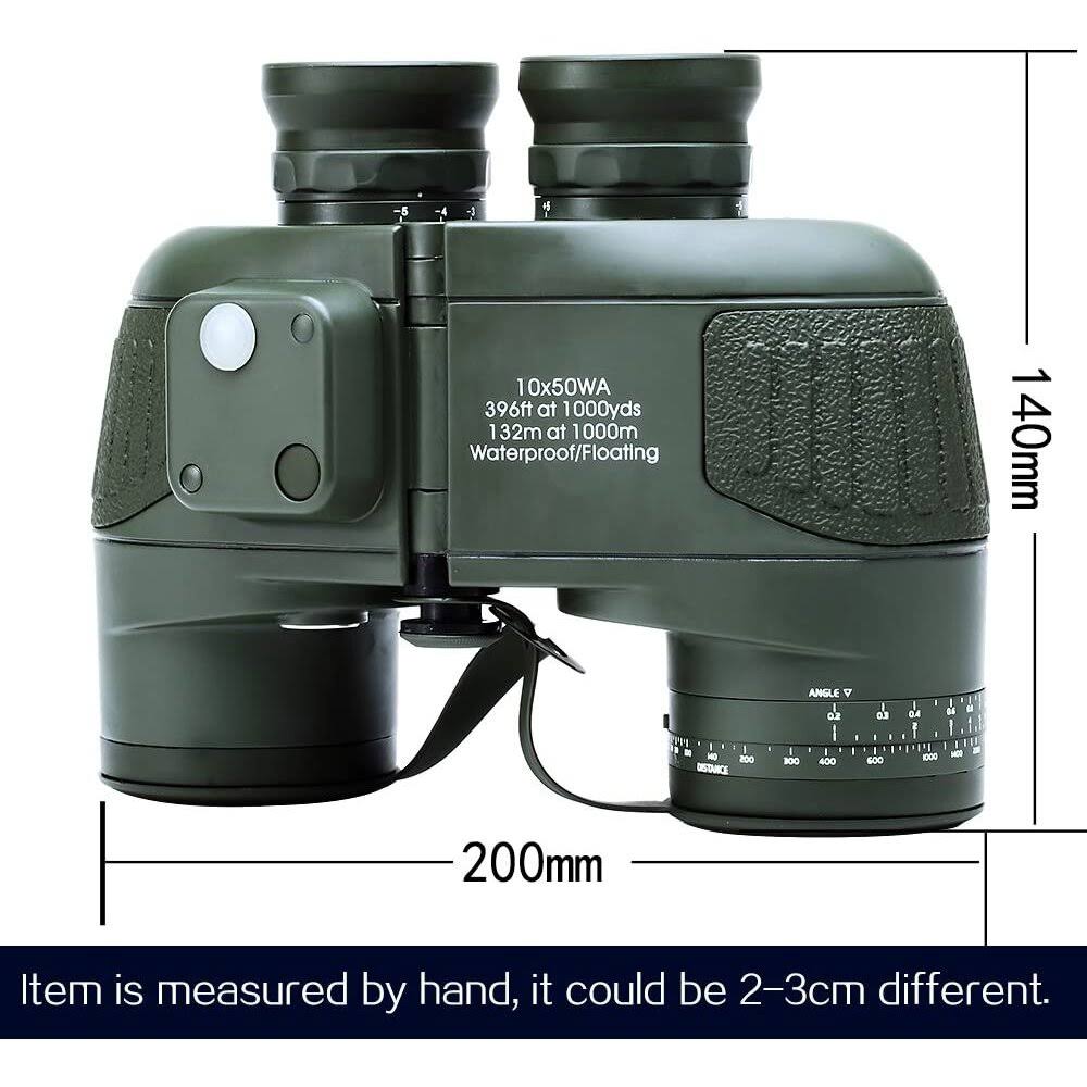 USCAMEL 10x50 Marine Military Binoculars for Adults, Waterproof Binoculars with Rangefinder Compass BAK4 Prism FMC Lens for B