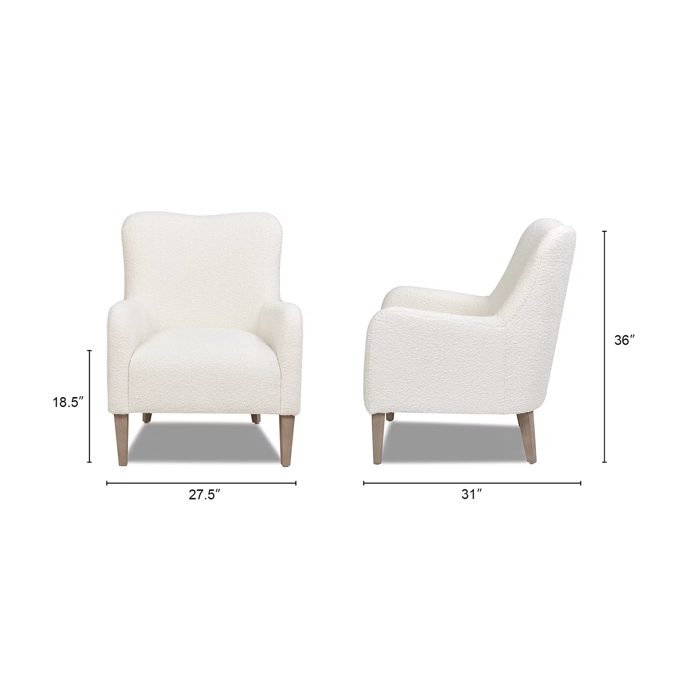 Jennifer Taylor Home Nimbus 27.5" Curved Accent Chair, Ivory White Boucle