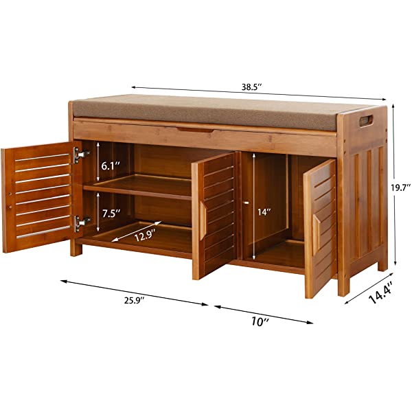 K KELBEL Shoe Rack & Shoe Bench & Shoe Cabinet & Boot Organizing Detachable Cushion with Hidden Storage Compartment