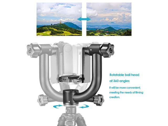 Neewer Professional Heavy Duty Carbon Fiber 360 Degree Panoramic Gimbal Tripod Head with Arca-Swiss Standard 1/4 inch Quick Rele
