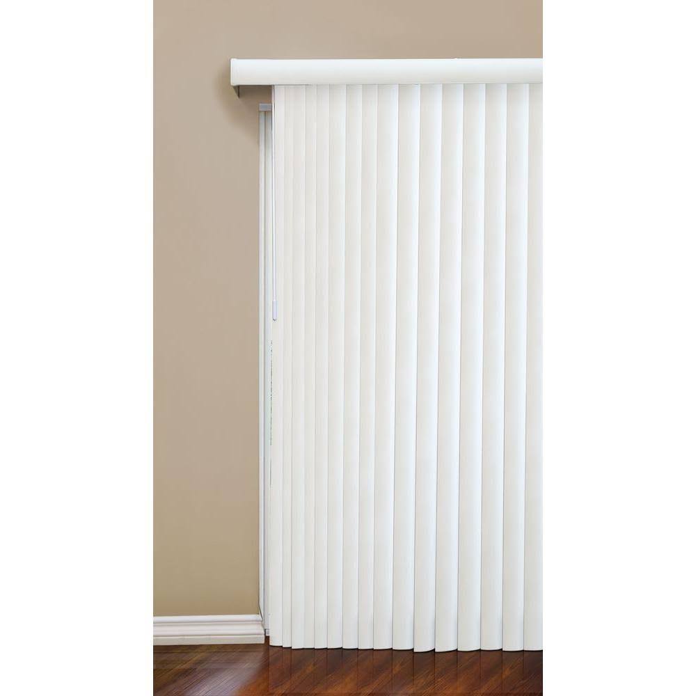 Hampton Bay 3.5 in. Vertical Blind Faux Wood w/ Reversible Head RAIL, 78 in. x 84 in., Ivory