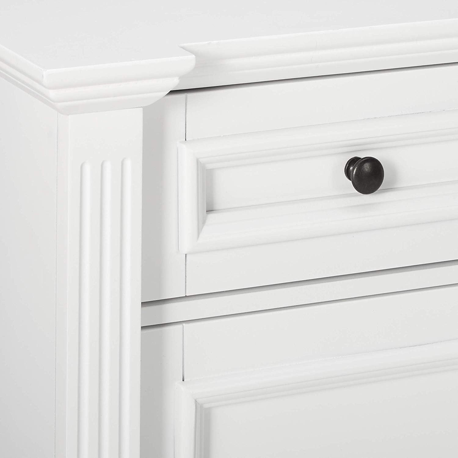 Kings Brand Furniture White Finish Wood Buffet Breakfront Cabinet Console Table With Storage, Drawers, Shelves