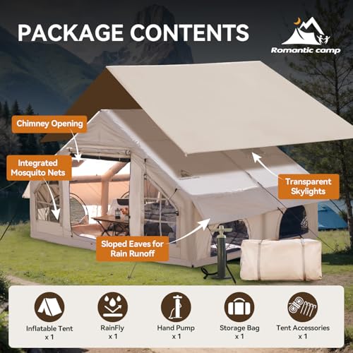 Inflatable Camping Tent with Pump,4-6 Person Waterproof Blow Up Air Tent for Camping Hiking