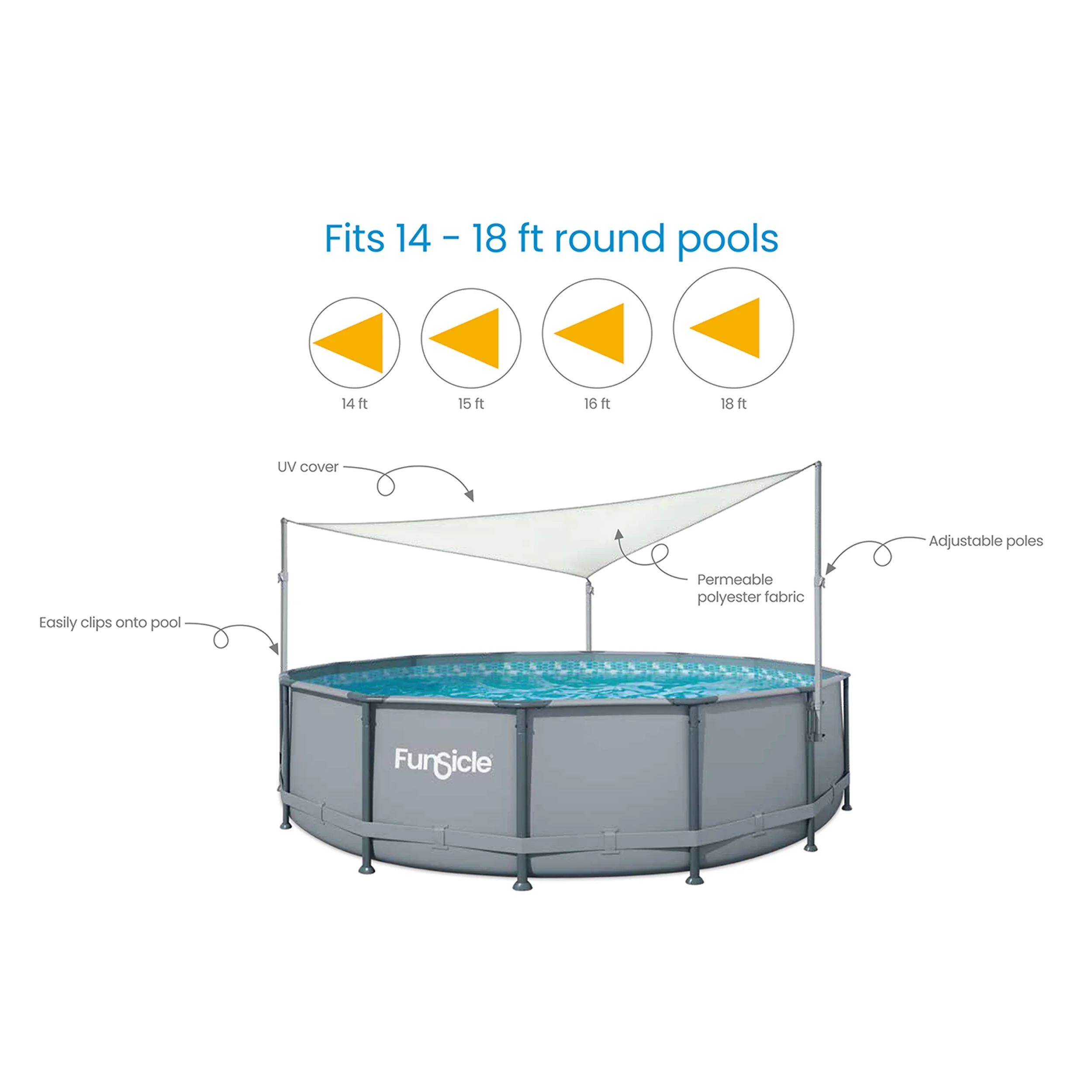 Funsicle Above Ground Swimming Pool Canopy, For Outdoor Use,  White, Triangular, Adults, Unisex