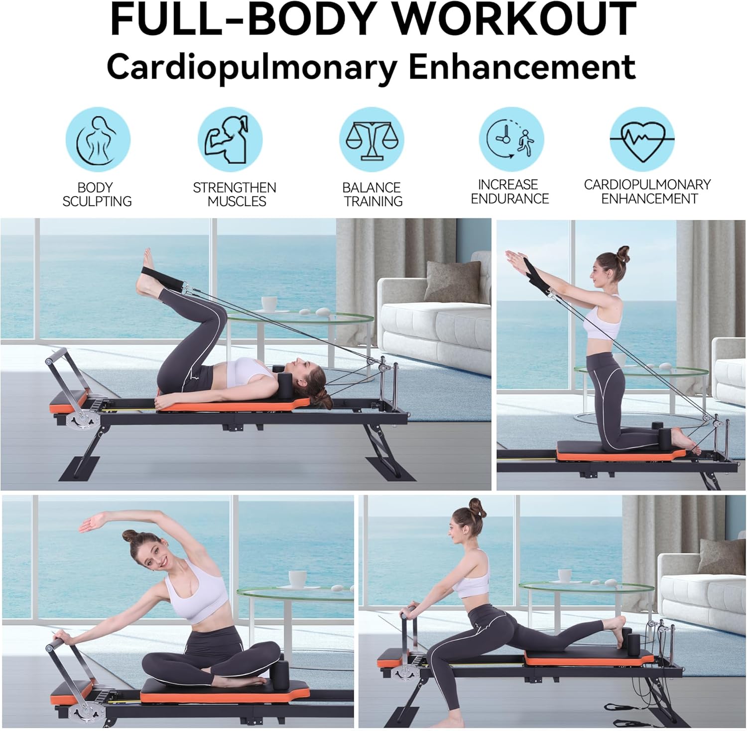 Pilates Reformer,Dpiolrcag Foldable Pilates Machine & Equipment for Home Use and Gym Workout, Suitable for Advanced and Beginners Users