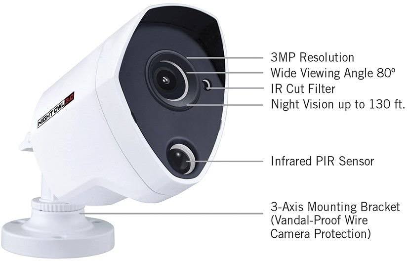 Night Owl 8 Channel 3MP Extreme HD Video Security DVR with 1 TB HDD and 6 x 3MP Wired Infrared Cameras