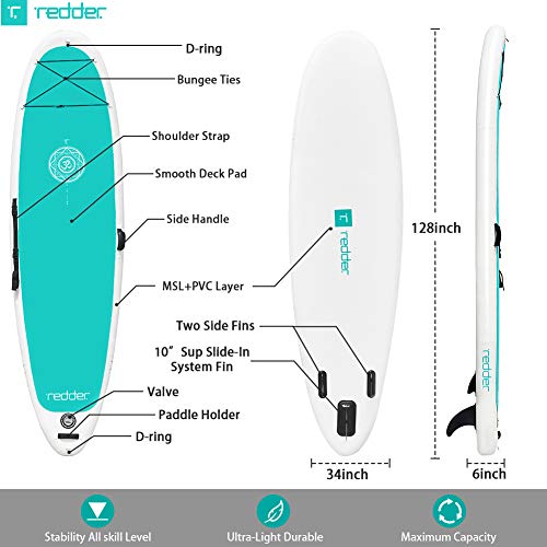 redder Stand Up Paddle Board Inflatable SUP Board for Kids and Adult Stand Up Paddling Board with Leash, Paddle, Backpack, Pump, Repair Kit