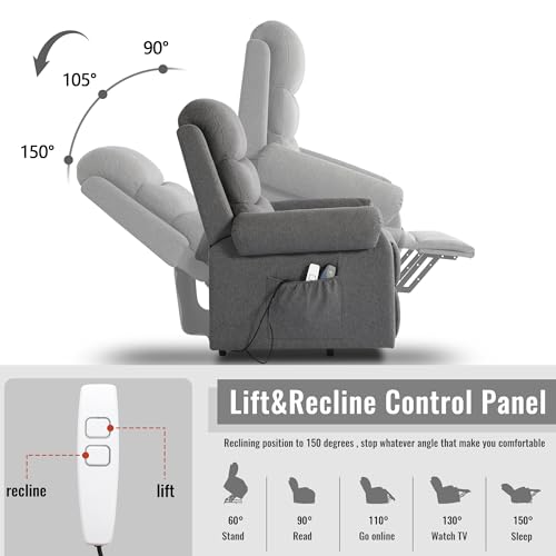 Power Lift Recliner Chair Recliners for Elderly with Heat and Massage Recliner Chair for Living Room with Infinite Position and Side Pocket