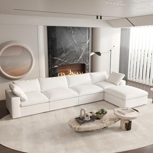 160.6" Cloud Couch Modular Sectional Sofa for Livingroom,Oversized Convertible Sofa with Storage Ottomans,6 Seat Wide Couches