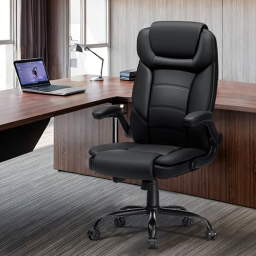Big and Tall Office Chair 450lbs Heavy Duty Executive Desk Chair with Adjustable Lumbar Support High Back Ergonomic Home Computer Leather Chair with