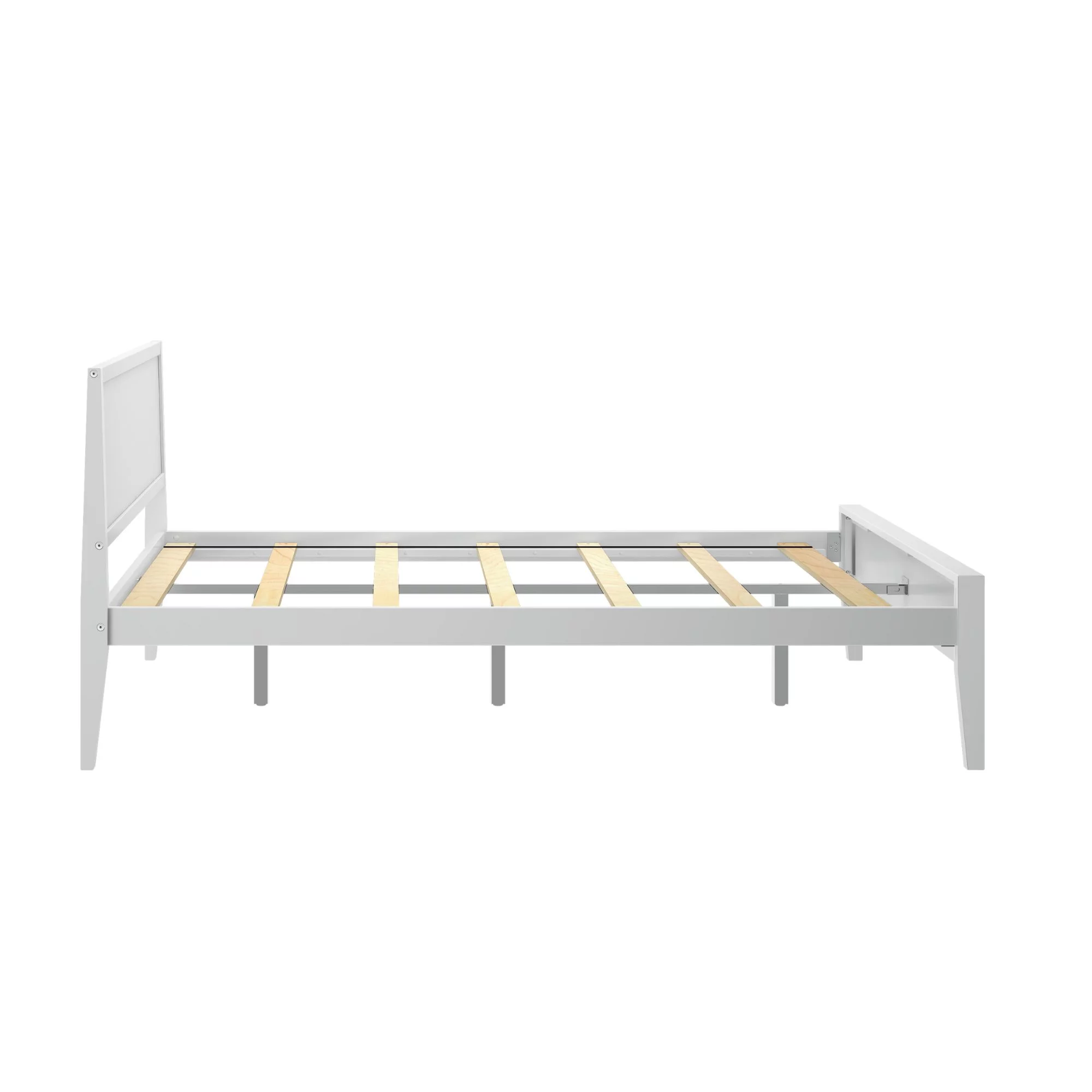 Plank+Beam Solid Wood Queen Bed Frame with Headboard, Modern Platform Bed for Adults, White