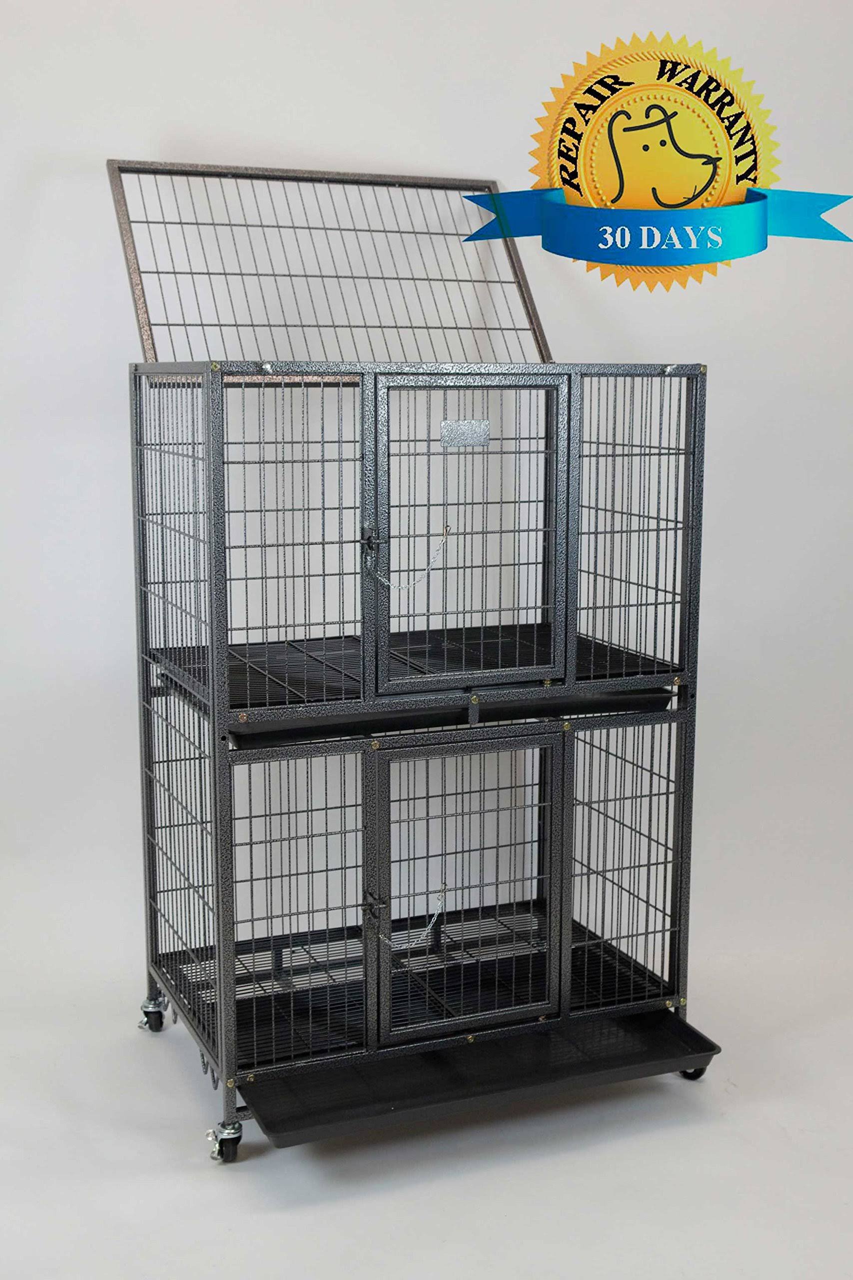 Homey Pet New 31x22 Pet Crate and Durable Plastic Black Tray (Cage)