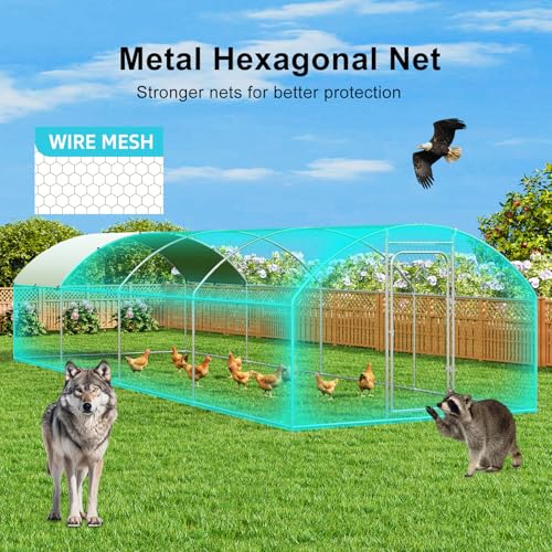 Large Metal Chicken Coop with Waterproof and UV-Resistant Cover