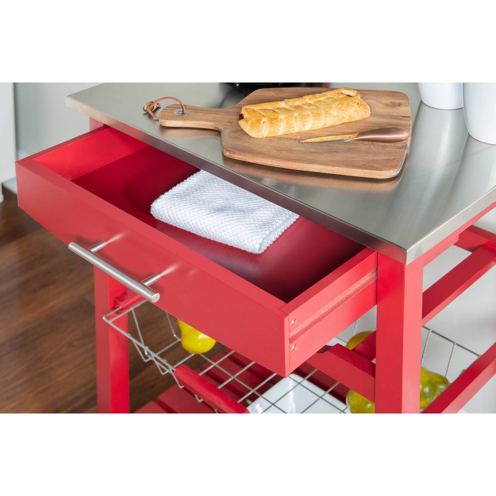 Linon Clarke Kitchen Bar Cart, Red
