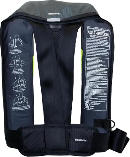 BLUESTORM Stratus 35 Inflatable Life Jacket PFD for Adults | US Coast Guard (USCG) Approved Automatic Self Inflating Life Vest Preserver with Manual
