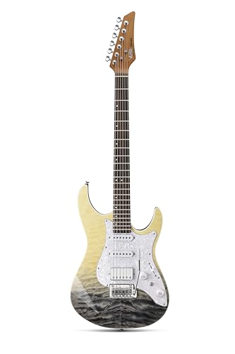 Donner 39 Inch Electric Guitar, DST-550 Color Gradient Poplar Body, Laurel Fretboard & Maple Veneer, 7 Tone Options, Tremolo Bridge