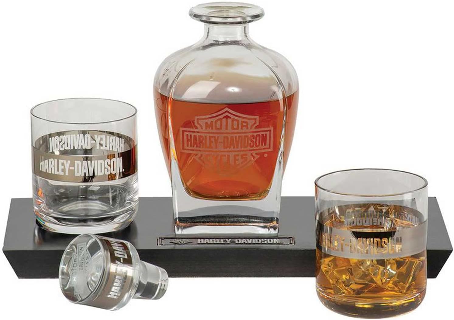 Harley-Davidson Bar & Shield Logo Glass Decanter & Whiskey Glasses Set - 23 oz.