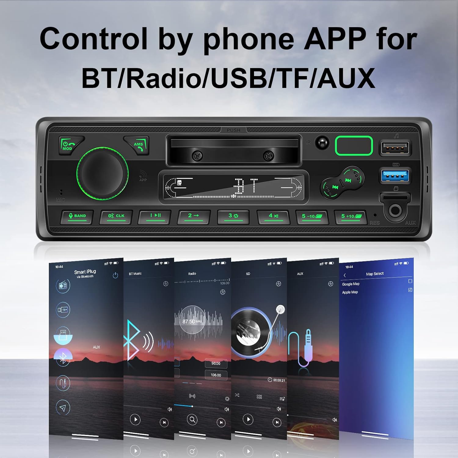 LXKLSZ Car Stereo with Bluetooth Single Din with APP Control MP3 Player Support Hands-Free Calls/USB/FM/AM/TF/AUX-in/EQ Set