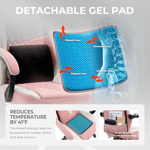 Dowinx Gaming Chair Breathable Fabric Computer Chair with Pocket Spring Cushion, Comfortable Office Chair with Gel Pad and Storage Bag