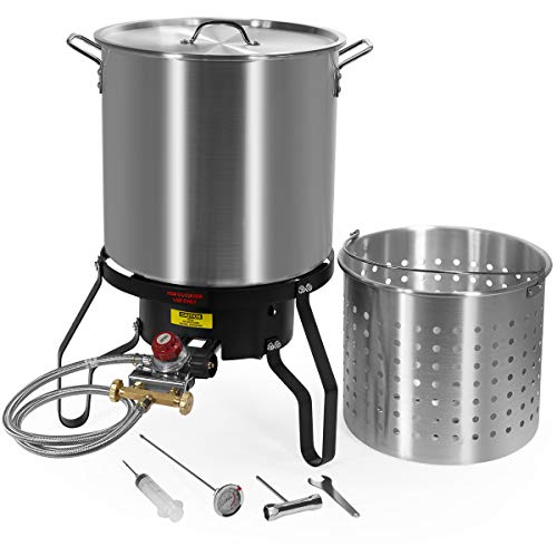 Barton Turkey Deep Fryer High Pressure Burner All Purpose Aluminum Boiler Roaster Clam Bake Crawfish Pot Boiling Lid Seafood Cajun Gas Stove Burner