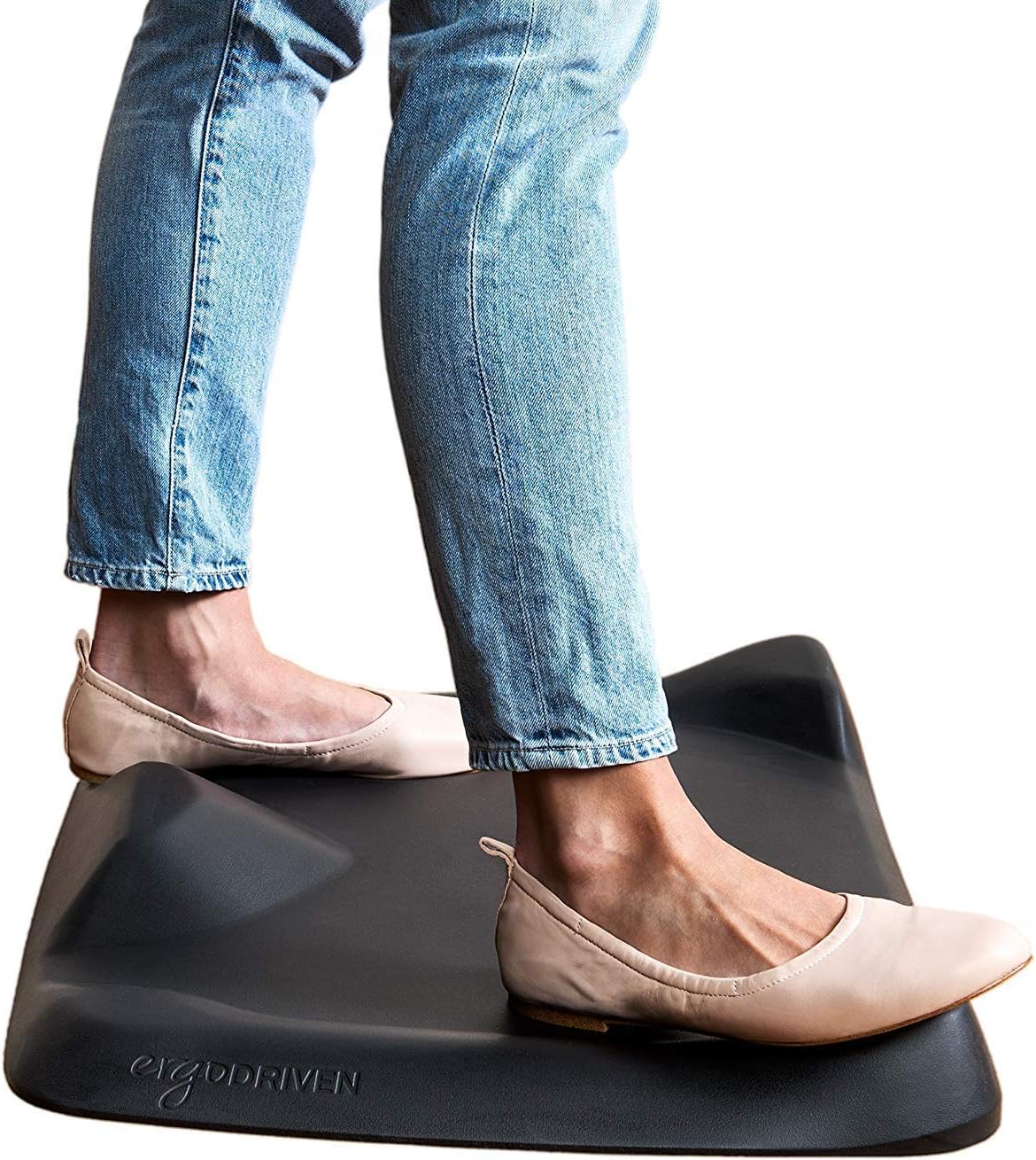 Topo Mini by Ergodriven | The Smaller Not-Flat Standing Desk Anti-Fatigue Mat with Calculated Terrain (Obsidian Black)