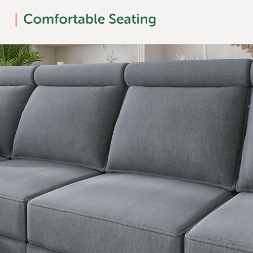 HONBAY Modular Sofa Sectional Sleeper Couch with Ottomans Reversible Sleeper Sectional Sofa Modular Couch with Storage, Aqua Blue