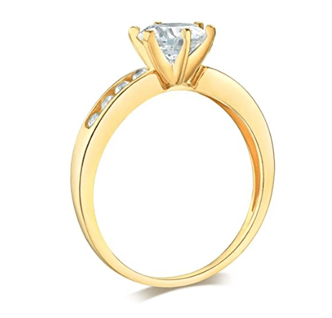 2.10 Ct Round Cut Real 14K Yellow Gold Engagement Wedding Ring Set Matching Band