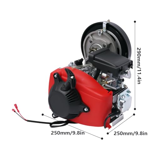 49CC 4-Stroke Bicycle Engine Kit, Powerful Pull Start 4-Stroke Gas Cycle Motor Kit, Dual Chain Drive Bicycle Motor Kit with Belt