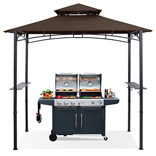 ABCCANOPY 8x5 Grill Gazebo - Outdoor BBQ Canopy Shelter with Led Light for Patio Backyard Grilling (Dark Gray)