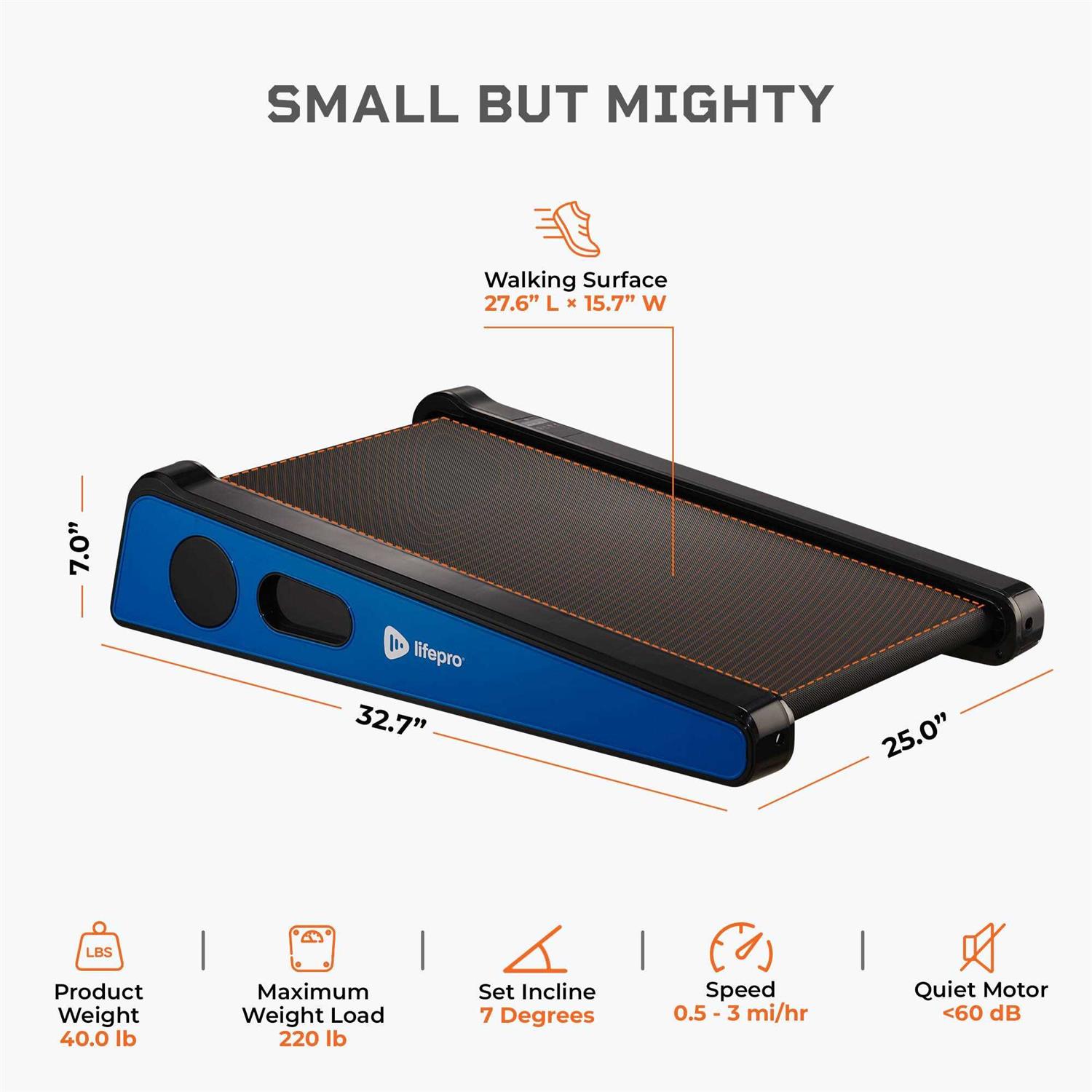 Lifepro Smallest Portable 30in Small Mini Walking Pad Treadmill with Incline Under Desk Work - Sports Supplies Online Store