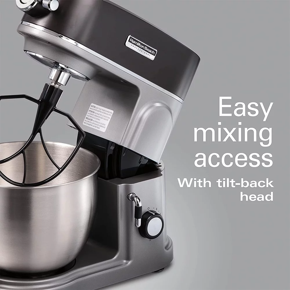 Hamilton Beach 63240 Professional Stand Mixer, 5 Quart, Specialty Attachment Hub - Grey Bundle with Deco Essentials Mechanical 60 Minute Kitchen Timer