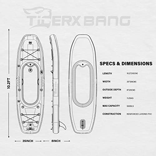 10.2'x35''x8'' Inflatable Kayak with Detachable Seat, SUP-Kayak Set Includes Hand Pump/Aluminum Oar/Backpack