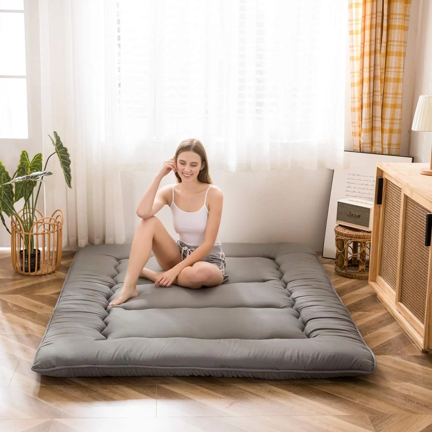 Japanese Floor Mattress Futon Mattress, Memory Foam Futon Roll Up Guest Mattress Twin Size