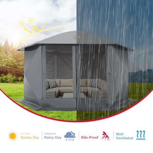 COBIZI 12x12ft Pop up Gazebo Screen Tent Screen House for Camping, Camping Outdoor Screened Gazebo, Canopy Tent