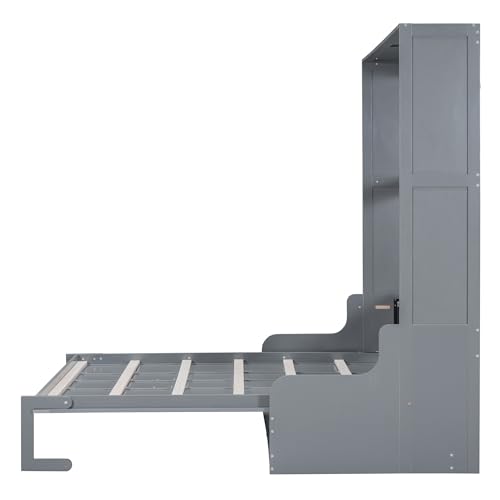 Ball & Cast Murphy Bed Wall Bed Queen Size with Cushion,Sofa Platform Bedfram Chest can be Folded,Wood Folding Hideaway w/Slat Support
