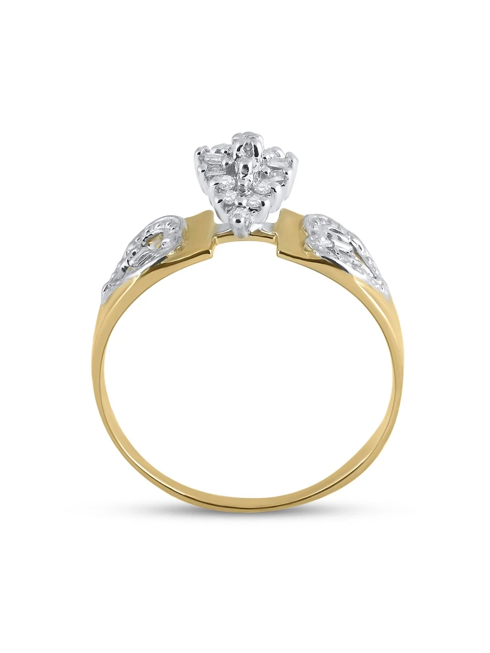 FB Jewels 10kt Yellow Gold Womens Round Diamond Mom Mother Ring 1/8 Cttw